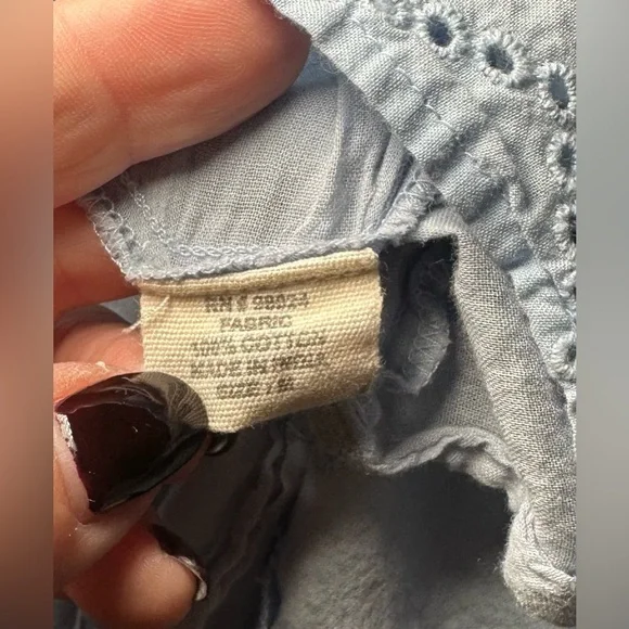 Jennifer & Grace Med Blue Eyelet Lace‎ Embriodered Short Sleeve Boho Mini Dress. - Picture 4 of 5